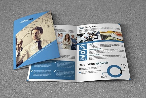Bi Fold Business Brochure V20 Templates Creative Market Bifold Booklet