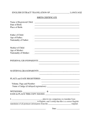 Birth Certificate Format In English Pdf Fill Online Printable Translation Template To Spanish