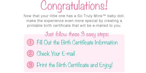 Birth Certificate The Ashton Drake Galleries Online For Baby Dolls