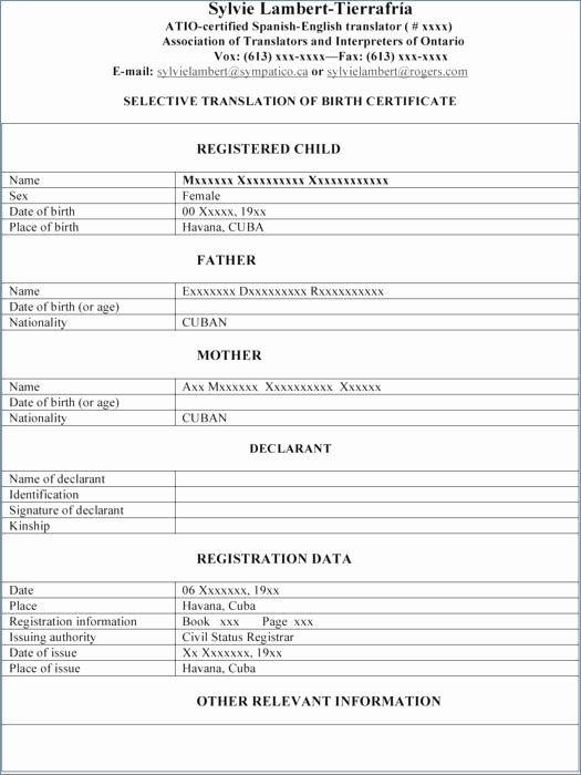 Birth Certificate Translation Template Uscis Best Of Free From English To Spanish