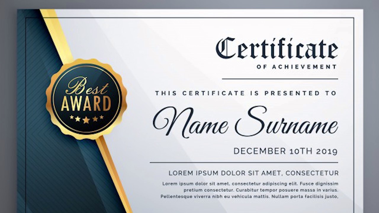Black Luxury Certificate Free Photoshop Template YouTube