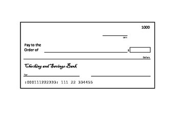 Blank Check Template By Elementary Techie Teacher TpT Cheque