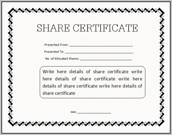 Blank Share Certificates Free Download