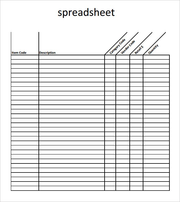 Blank Spreadsheet Template 7 Download Documents For PDF