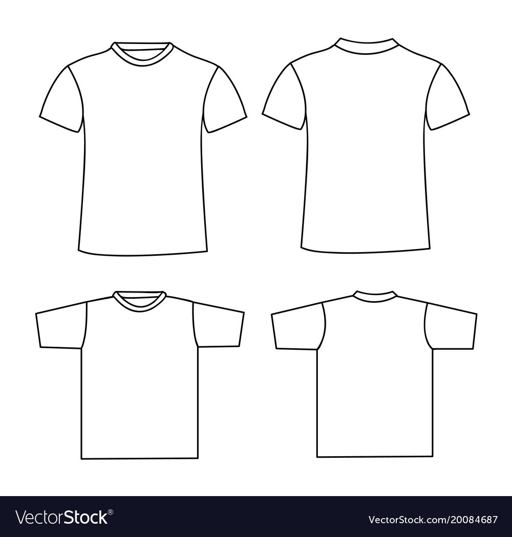 Blank T Shirt Template Front And Back Royalty Free Vector Outline
