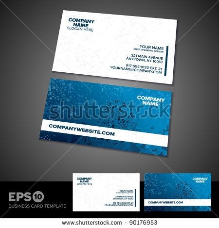 Blue And White Grunge Business Card Template Design Businesscard Visiting Vector Free