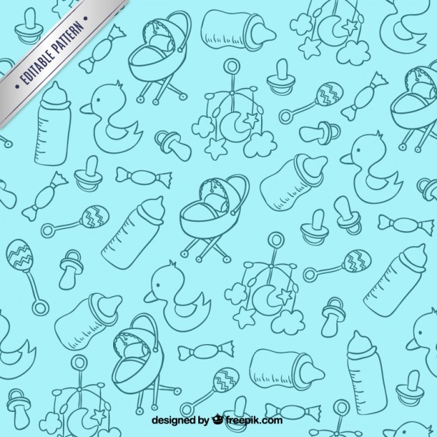 Blue Baby Shower Pattern Vector Free Download Wallpaper