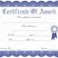Blue Colored Certificate Of Award Or Prize Winner Template