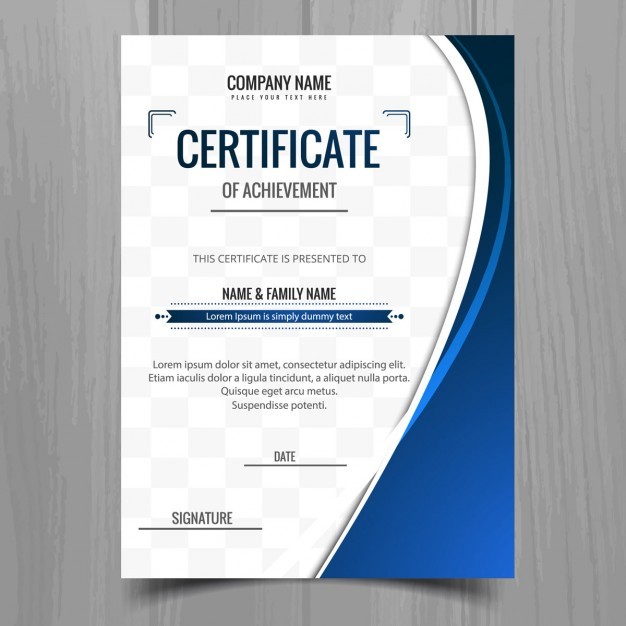 Blue Wavy Certificate Template Vector Free