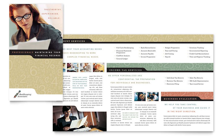 Bookkeeping Accounting Services Brochure Template Word Publisher Flyer Templates