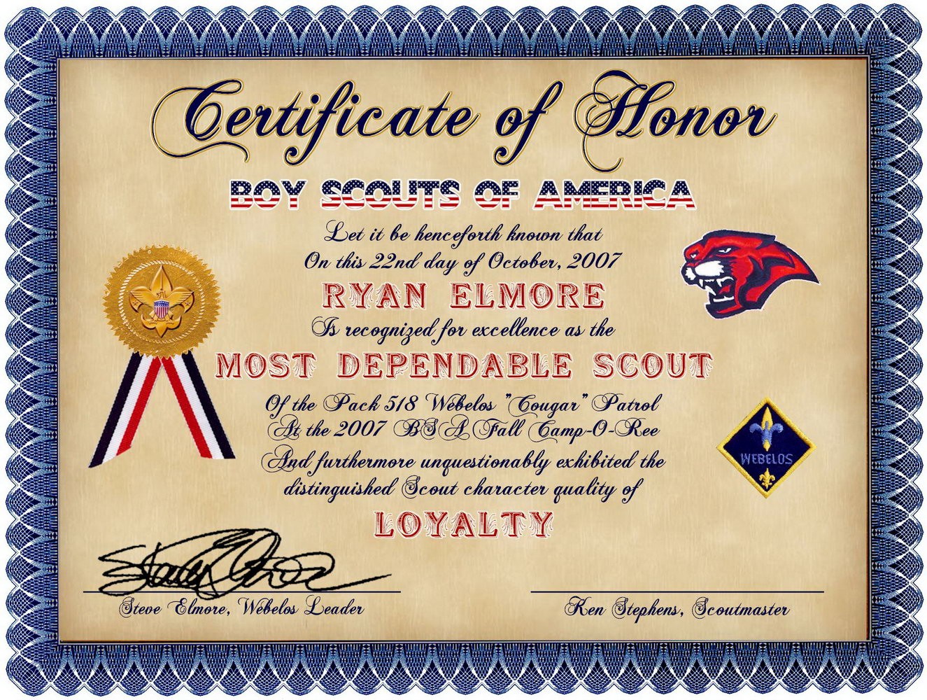 Boy Scout Certificate Of Appreciation Templates Resume Examples Eagle Template