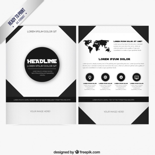 Brochure Template In Black And White Colors Vector Free Download Design