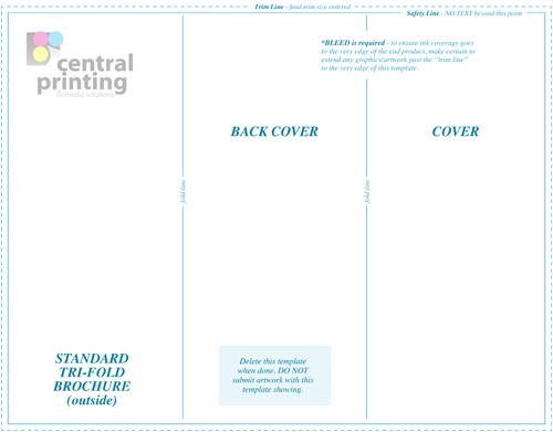 Brochure Templates Central Printing 8 5 X 11 Template Indesign