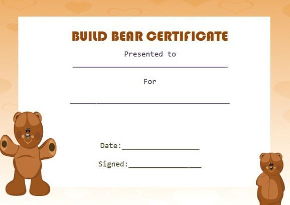 Build Bear Template A Certificate Pinterest