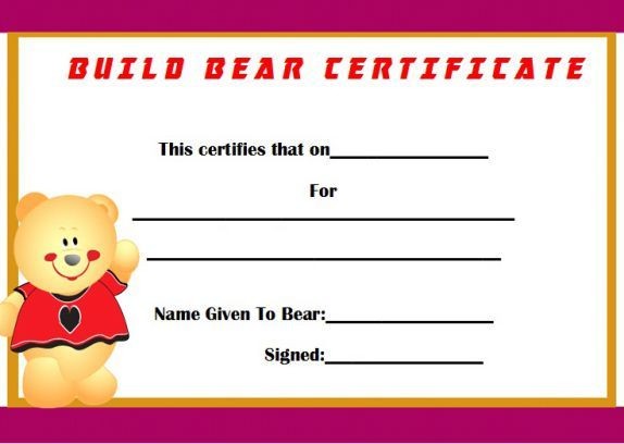 Build A Bear Birth Certificate Template carlynstudio us