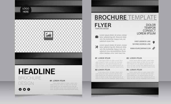 Business Brochure Template Black White Checkered Decoration Free And Design