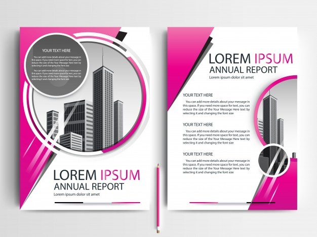 Business Brochure Template With Pink Circle Shapes Vector
