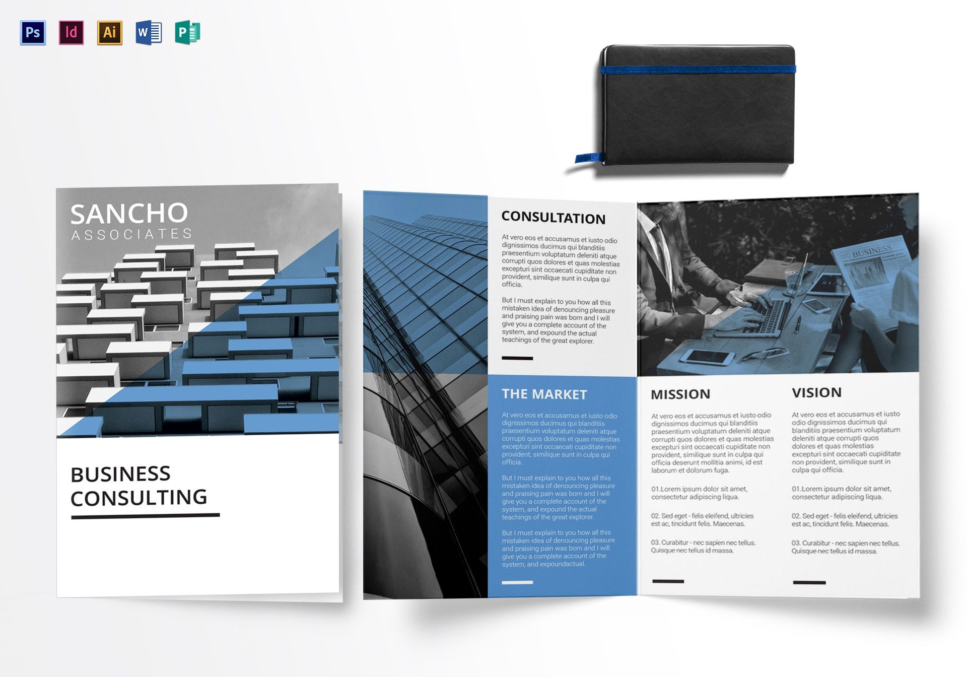 Business Consulting Bi Fold Brochure Design Template In PSD Word