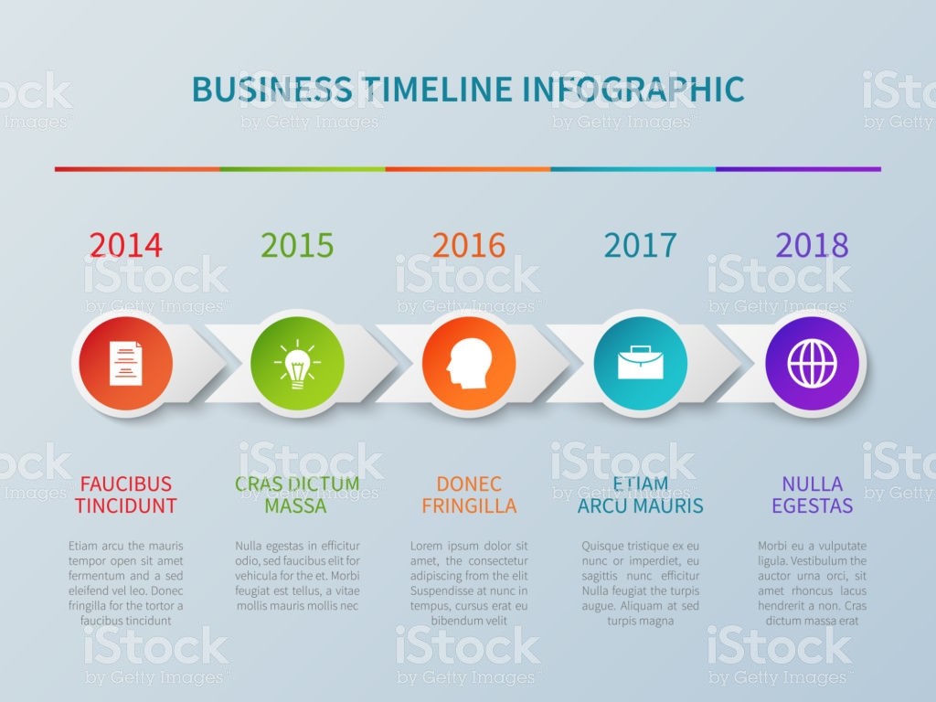Business Timeline Vector Infographic In Paper Origami Style With