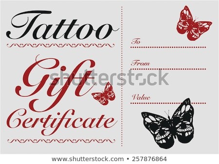Butterfly Skull Tattoo Gift Card Stock Vector Royalty Free Voucher