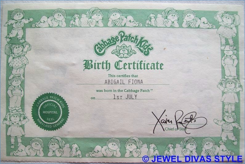 Cabbage Patch Adoption Certificate Template Margaretcurran Org Kid