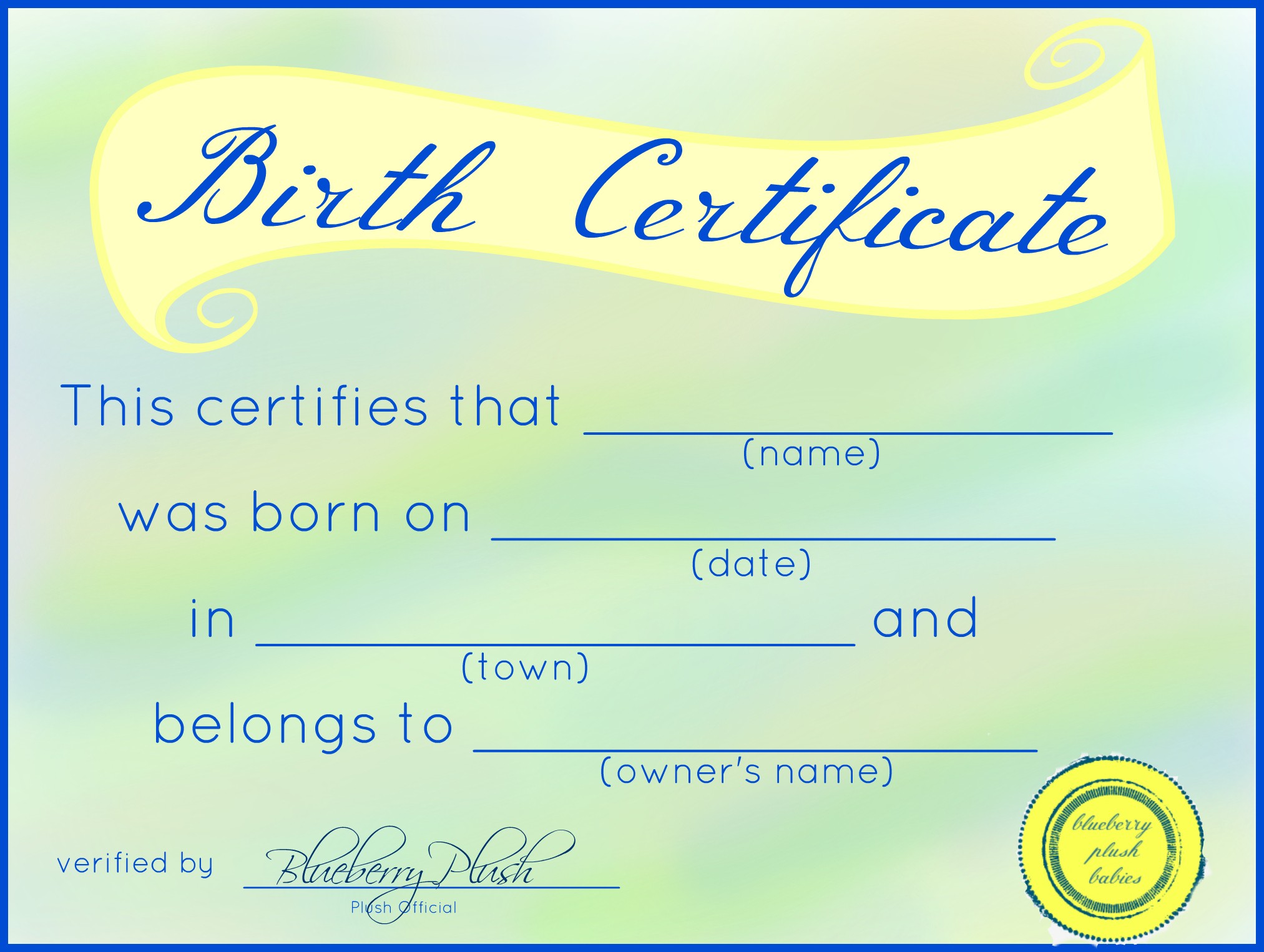 Cabbage Patch Kid Birth Certificate Template 30 Inspirational