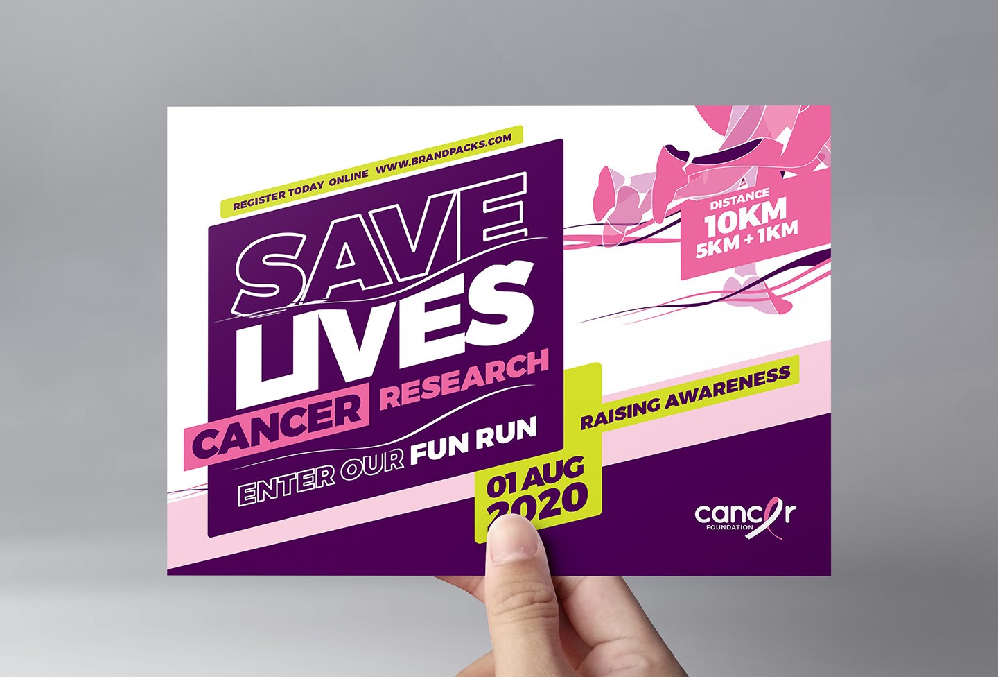 Cancer Charity Fun Run Flyer Template In PSD Ai Vector BrandPacks Brochure
