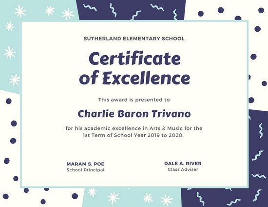 Canva Blue And White Playful Pattern Student Certificate MACQYZsnv Principal S List Template