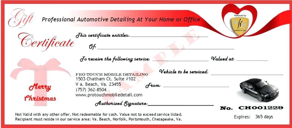 Car Gift Certificate Template Lcysne Automotive Free