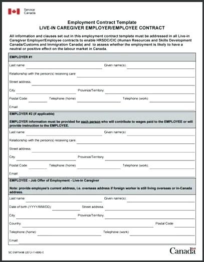 Caregiver A As Free Contract Template Templates Live In