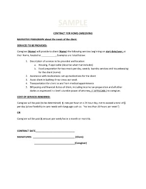 Caregiver Contract Fill Online Printable Fillable Blank PDFfiller Agreement Template
