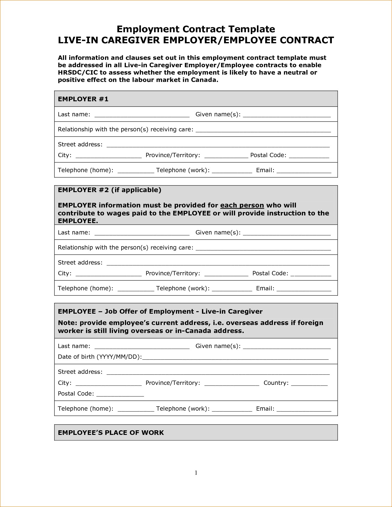 Caregiver Contract Form Ibov Jonathandedecker Com Template