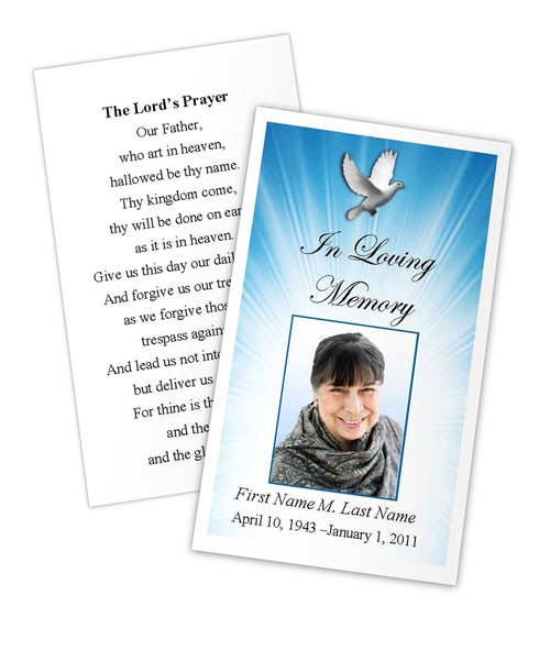 Celestial Dove Prayer Card Template Funeral Free
