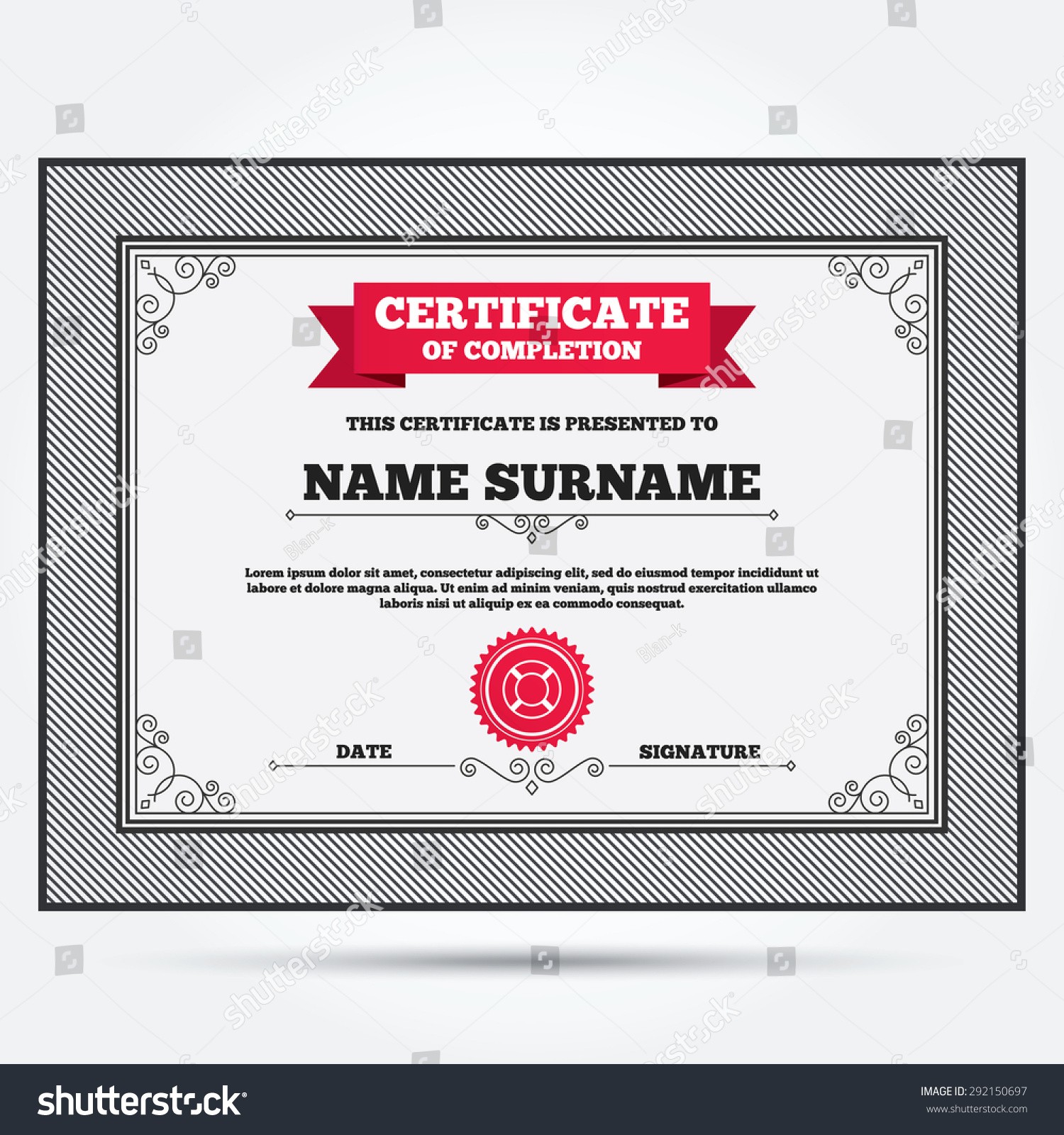Certificate Completion Lifebuoy Sign Icon Life Stock Vector Royalty Of Salvation