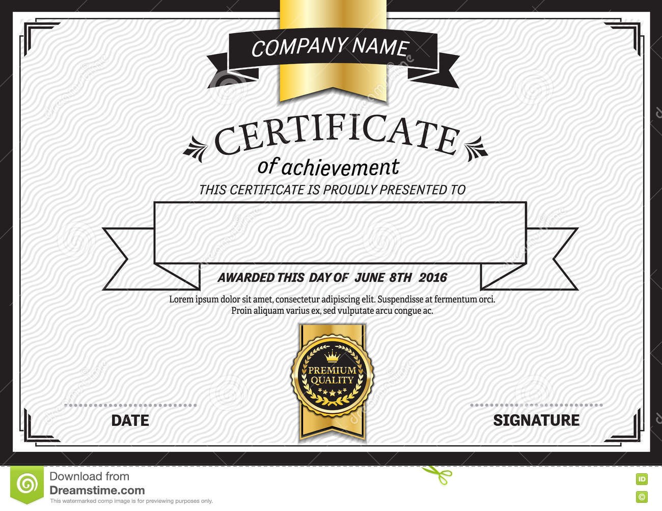 Certificate Diploma Template Vector Illustration Stock