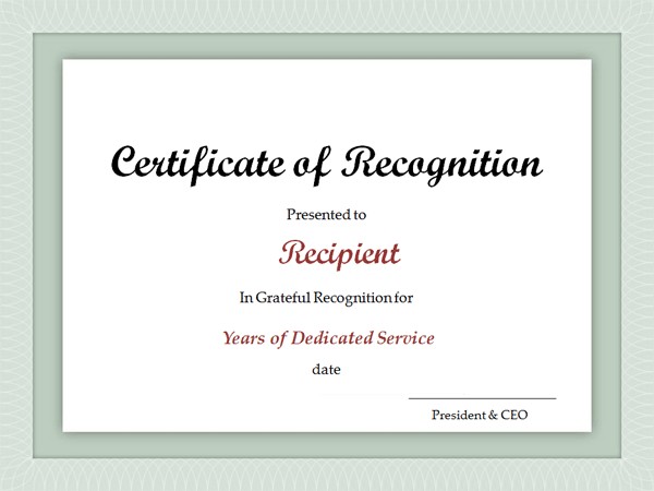 Certificate For Years Of Service Template Award Free