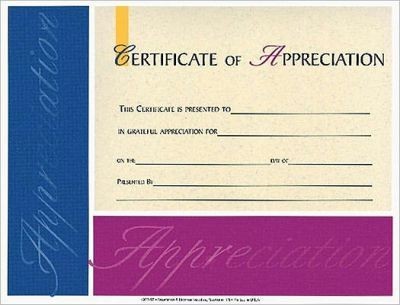 Certificate Of Appreciation 6pk Broadman Church