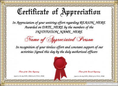 Certificate Of Appreciation Template Free To Customize Download Custom