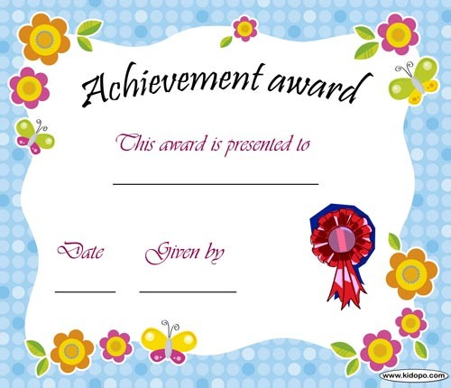 Certificate Of Awesomeness Completion For Kids Erin Achievement