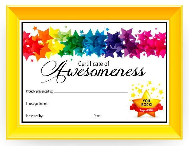 Certificate Of Awesomeness SLP Freebies Pinterest Awesome Award Template