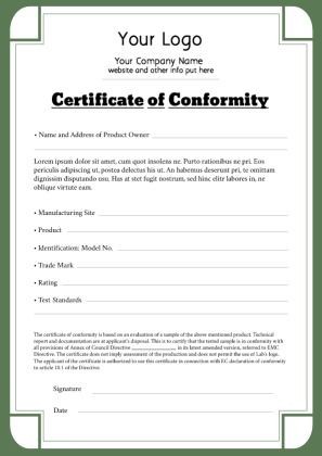 Certificate Of Conformance Template 40 Free