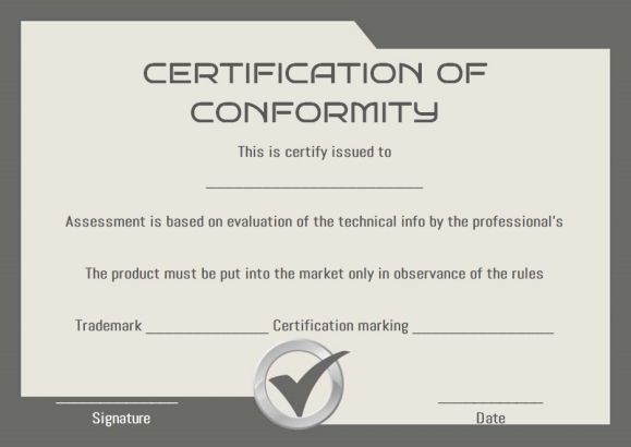 Certificate Of Conformity Sample Templates Template Free