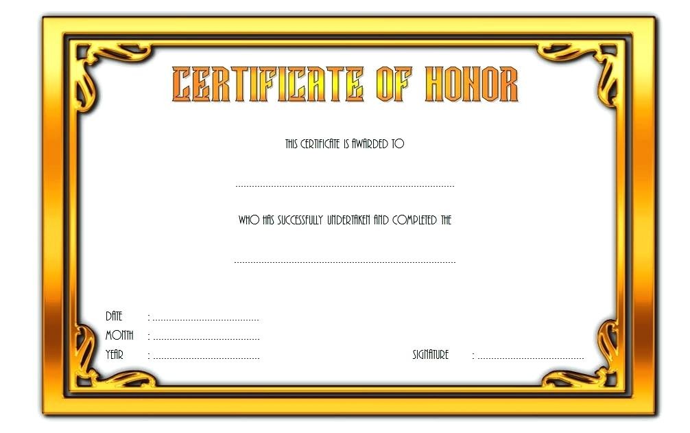 Certificate Of Honor Honorable Mention Template