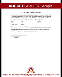 Certificate Of Incumbency With Sample Template Word