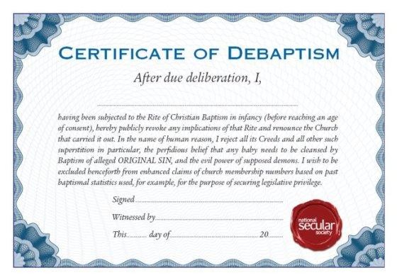 Certificate Of Water Baptism