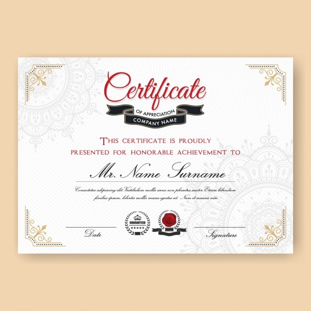 Certificate Template Design Vector Free Download Calligraphy Templates