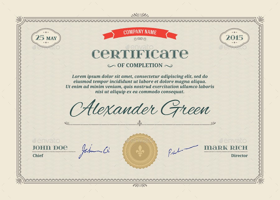 Certificate Template PSD EPS Print Ready By Graphic Spirit Eps