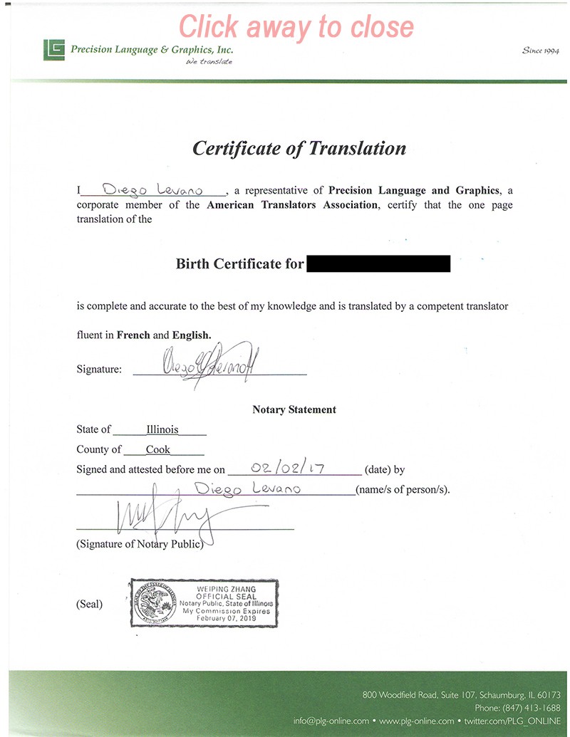 Certified Document Translation Services Birth S Haitian