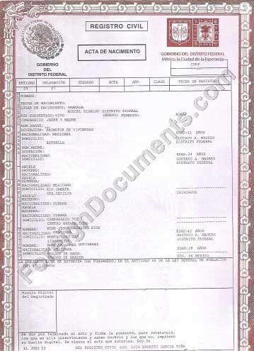 Certified Spanish Translation Mexican Birth Certificate