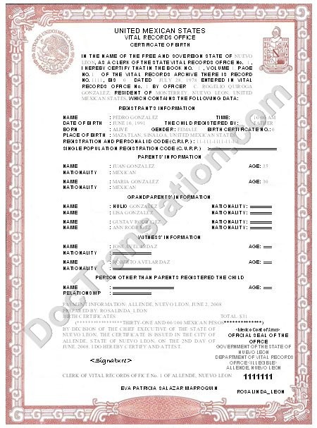 Certified Translation Of Mexican Marriage Certificate From Spanish